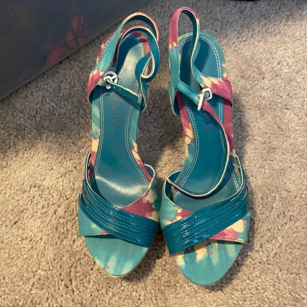 Multi colored high heel shoes